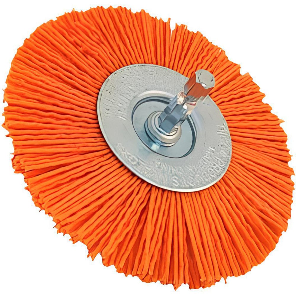 Wheel Brush: 4" Wheel Dia, Crimped