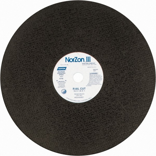 Cut-Off Wheel: 16" Dia, 1/8" Thick, 1" Hole, Zirconia Alumina