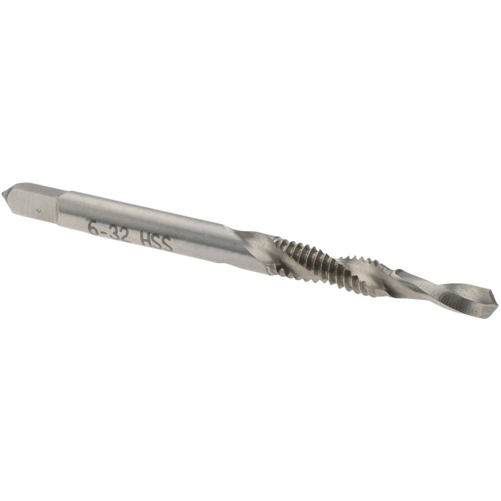 Combination Drill Tap: #6-32, H3, 2 Flutes, High Speed Steel