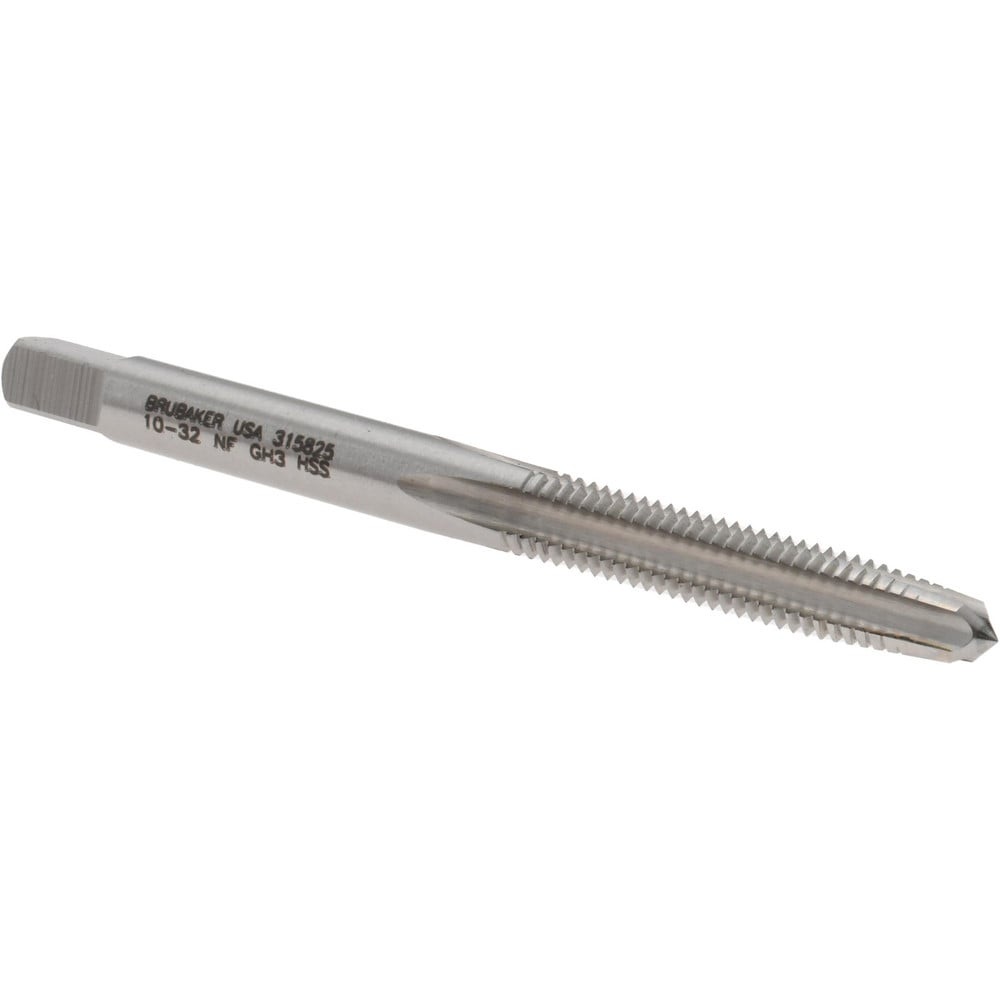 Straight Flute Tap: #10-32 UNF, 4 Flute, Taper Chamfer, 2B Class of Fit, HSS, Bright/Uncoated Finish