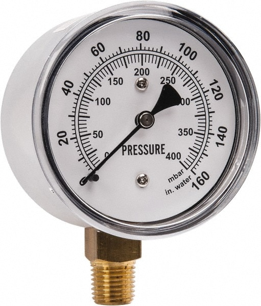 Gast AE133 Pressure Gauge: Use with Gast Regenerative Air Blowers, 1/4" NPT Image