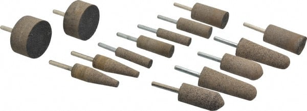 Grier Abrasives KT-1/4-14AW-RSN 14 Piece Aluminum Oxide Resinoid Abrasive Point Set 