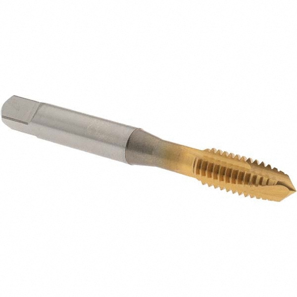 Spiral Point Tap: 5/16-18 UNC, 3 Flutes, Plug, 3B Class of Fit, Vanadium High Speed Steel, TiN Coated