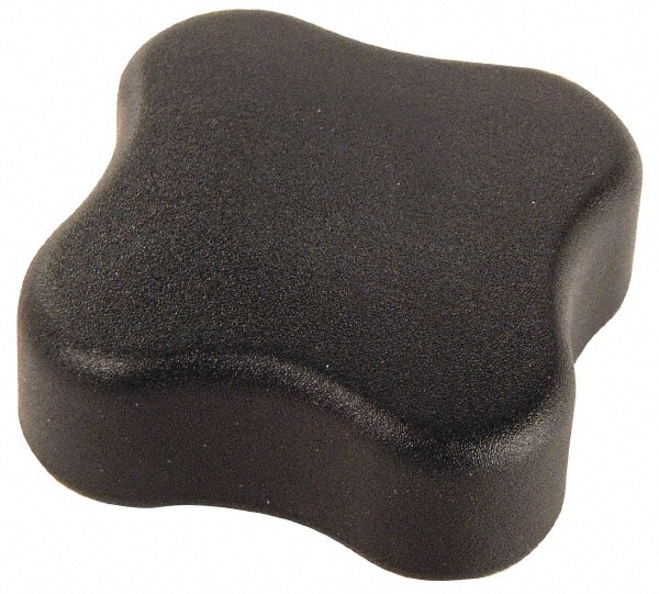 Lobed Knob: 2.48" Head Dia, 4 Points, Thermoplastic Elastomer, Black