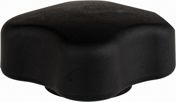 Lobed Knob: 3" Head Dia, 4 Points, Thermoplastic Elastomer, Black