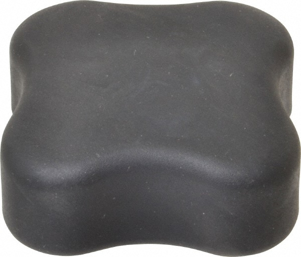 Lobed Knob: 3" Head Dia, 4 Points, Thermoplastic Elastomer, Black