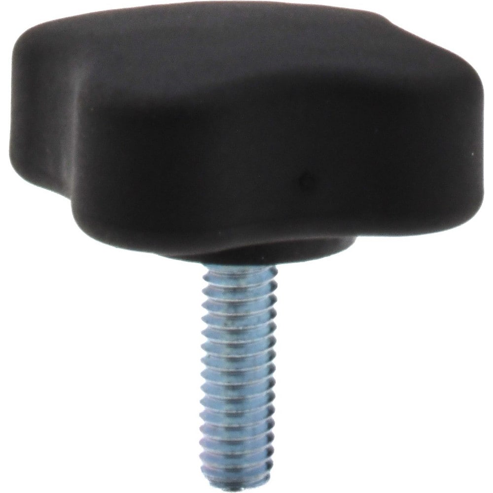 Lobed Knob: 1.99" Head Dia, 4 Points, Thermoplastic Elastomer, Black