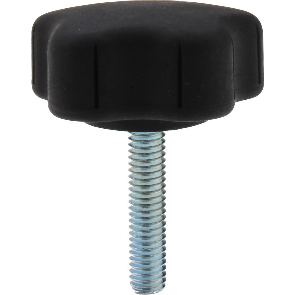 Lobed Knob: 2.26" Head Dia, 5 Points, Thermoplastic Elastomer, Black