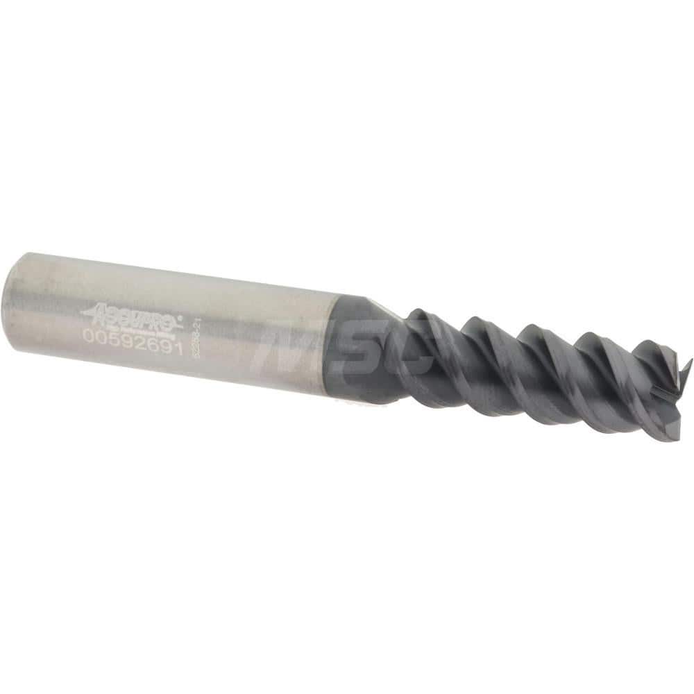 Accupro 3603438C11 Square End Mill: 11/32 Dia, 1 LOC, 3/8 Shank Dia, 2-1/2 OAL, 3 Flutes, Solid Carbide 