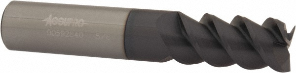 Accupro 12181171 Square End Mill: 5/8 Dia, 1-1/4 LOC, 5/8 Shank Dia, 3-1/2 OAL, 3 Flutes, Solid Carbide Image