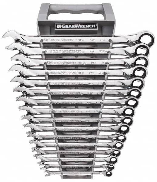 Combination Wrench Set: 16 Pc, 10 mm 11 mm 12 mm 13 mm 14 mm 15 mm 16 mm 17 mm 18 mm 19 mm 8 mm & 9 mm Wrench, Metric