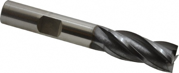 Square End Mill: 7/16 Dia, 1 LOC, 3/8 Shank Dia, 2-11/16 OAL, 4 Flutes, Vanadium High Speed Steel Image