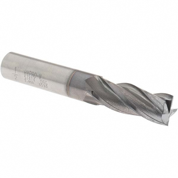 OSG 5741408 Square End Mill: 1/2 Dia, 1-1/4 LOC, 1/2 Shank Dia, 3-1/4 OAL, 4 Flutes, Vanadium High Speed Steel Image