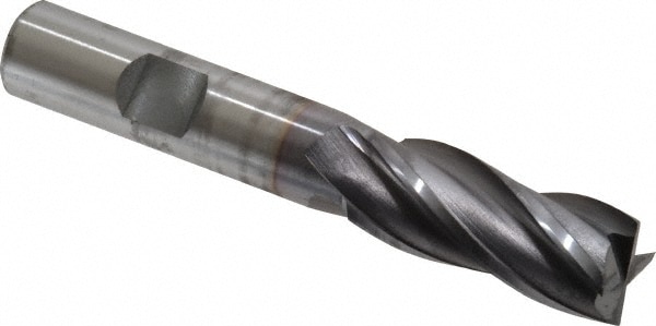 OSG 5741608 Square End Mill: 9/16 Dia, 1-3/8 LOC, 1/2 Shank Dia, 3-3/8 OAL, 4 Flutes, Vanadium High Speed Steel Image