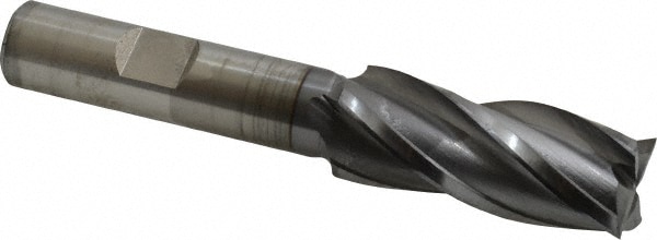 OSG 5741908 Square End Mill: 21/32 Dia, 1-5/8 LOC, 1/2 Shank Dia, 3-5/8 OAL, 4 Flutes, Vanadium High Speed Steel Image