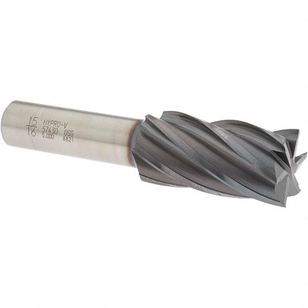 OSG 5743008 Square End Mill: 15/16 Dia, 1-7/8 LOC, 5/8 Shank Dia, 4 OAL, 6 Flutes, Vanadium High Speed Steel Image