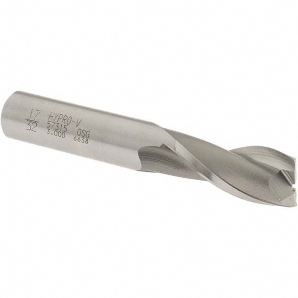 OSG 5731500 Square End Mill: 17/32 Dia, 1-1/8 LOC, 1/2 Shank Dia, 3-1/8 OAL, 2 Flutes, Vanadium High Speed Steel Image