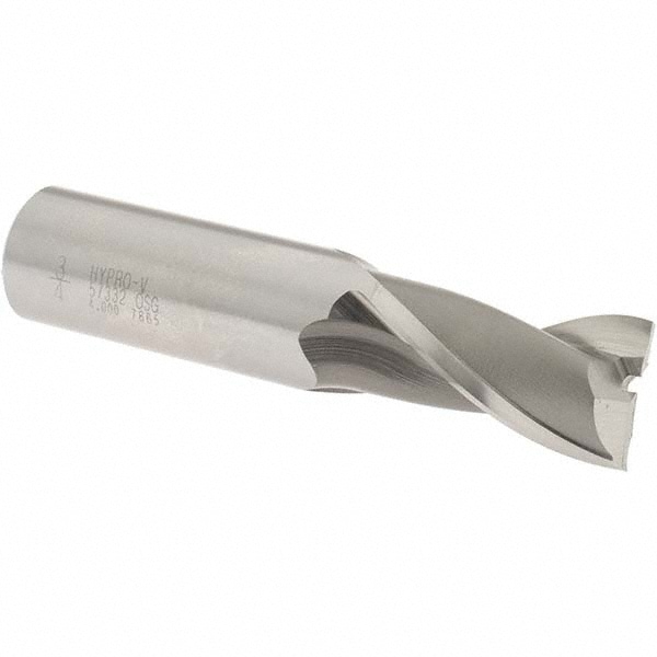 OSG 5733200 Square End Mill: 3/4 Dia, 1-5/16 LOC, 3/4 Shank Dia, 3-9/16 OAL, 2 Flutes, Vanadium High Speed Steel Image