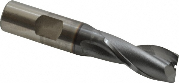 Square End Mill: 5/8'' Dia, 1-5/16'' LOC, 5/8'' Shank Dia, 3-7/16'' OAL, 2 Flutes, Vanadium High Speed Steel