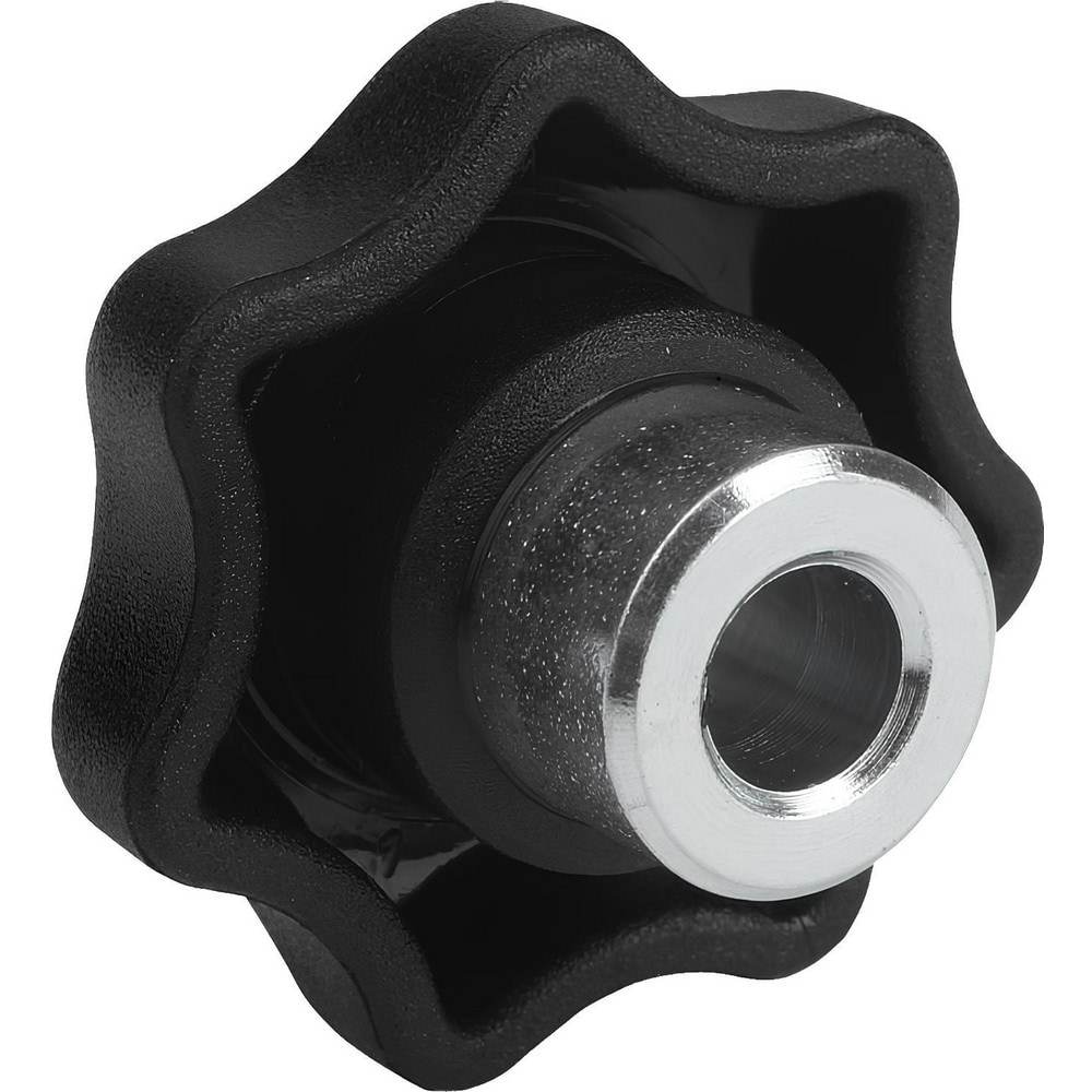 Lobed Knob: 0.98" Head Dia, 7 Points, Thermoplastic Elastomer, Black