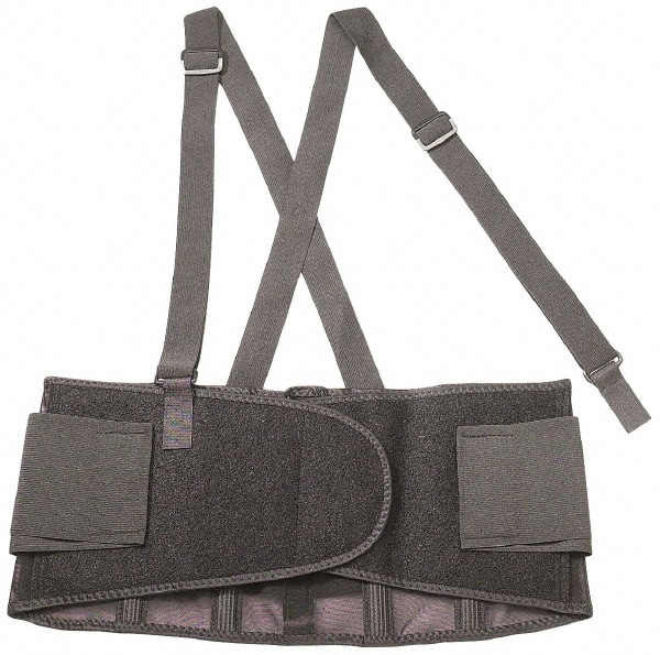 Back Support: Belt with Adjustable Shoulder Straps, Large, 34 to 38" Waist, 7-1/2" Belt Width