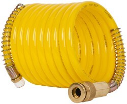 Coiled & Self Storing Hose: 3/8" ID, 12' Long