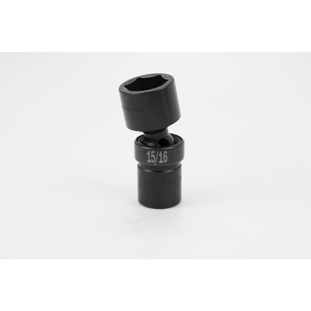 Impact Socket: 1/2" Drive, 15/16" Socket, Hex Drive - 6 Point, 3-7/64" OAL
