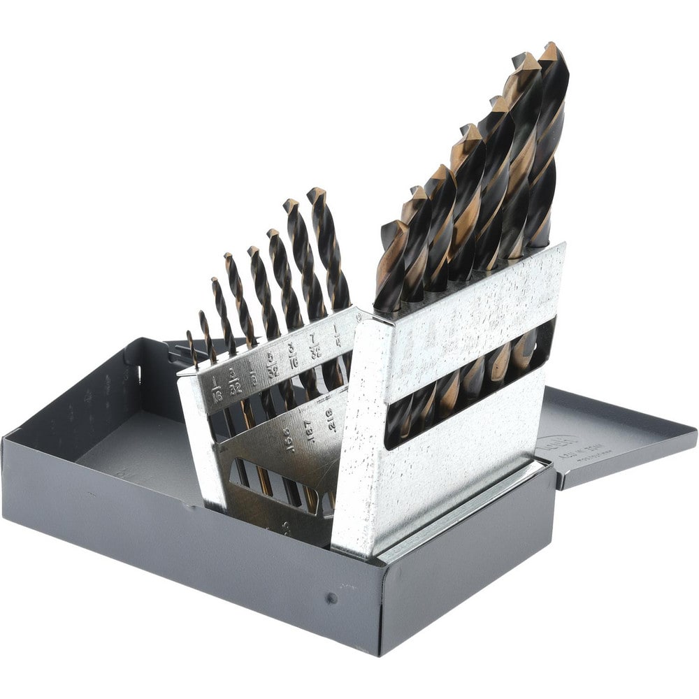 Michigan Drill 314S15 Drill Bit Set: Jobber Length Drill Bits, 15 Pc, 118 °, High Speed Steel 