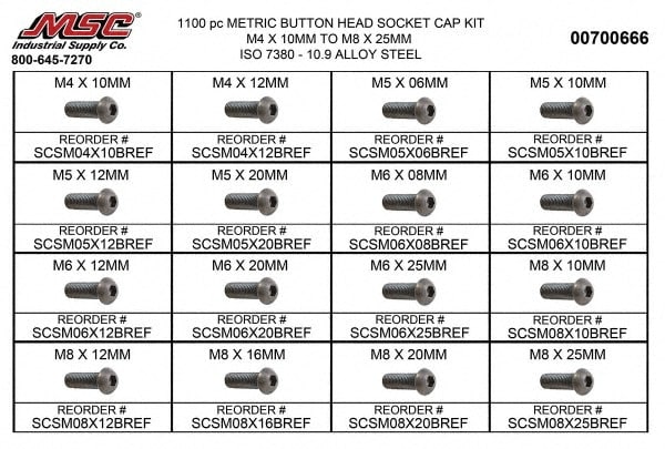 Value Collection - 1,100 Piece Alloy Steel Button Head & Socket Head ...