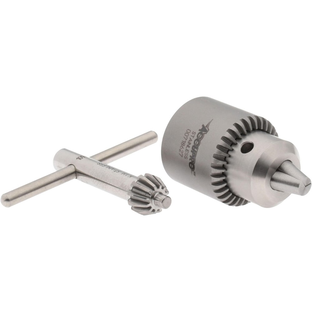 Drill Chuck: 0.02 to 0.291" Capacity, Threaded Mount, 5/16-24