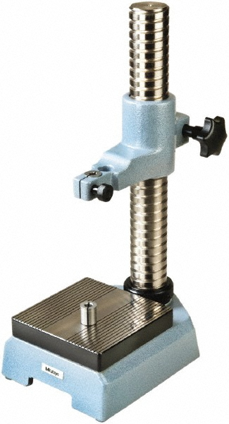 Comparator Gage Stand: 150.0000 mm Base Length, 150.00 mm Base Width, 64.000 mm Base Height, Cast Iron,   Includes Anvil - Post (Fixed Upright) Arm, 400.00 mm Post