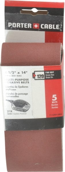 Abrasive Belt: 2-1/2" Wide, 14" Long, 120 Grit, Aluminum Oxide