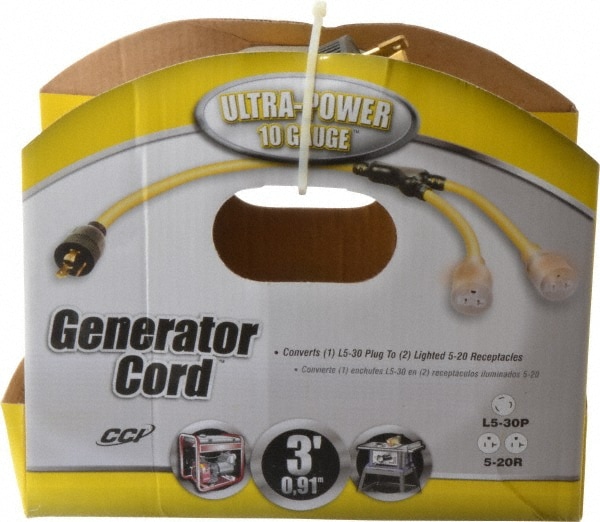 3 Conductors, 125 VAC, 20 Amp, 10 AWG, Generator Cord