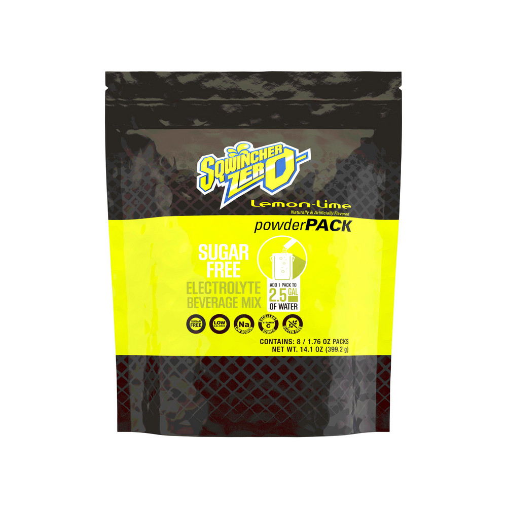 Sqwincher Sports Drink: 1.76 oz Packet, Lemon-Lime, Powder, Yields 2.50 gal