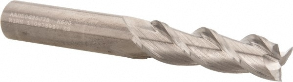 Square End Mill: 5/8'' Dia, 2-1/4'' LOC, 5/8'' Shank Dia, 5'' OAL, 3 Flutes, Solid Carbide