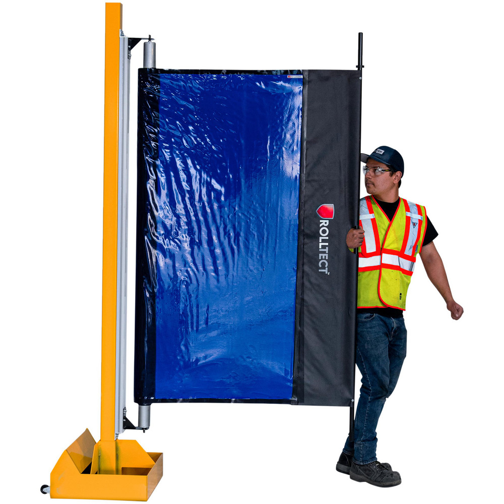 2-Pack Blue Welding Curtains 6x8ft - Transparent Safety Screens With Fixed Belts For UV Protection