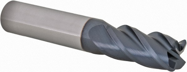 Corner Radius End Mill: 1/2" Dia, 1" LOC, 0.0600" Radius, 4 Flute, Solid Carbide