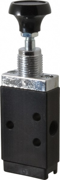 Parker 414411000 Mechanically Operated Valve: 3-Way & 2-Position, Button-Spring Return Actuator, 1/8" Inlet, 2 Position Image