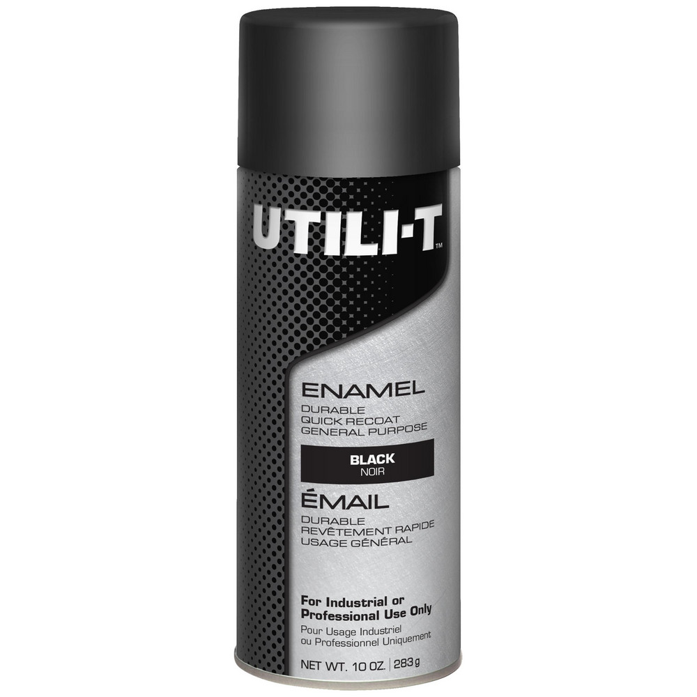 Enamel Spray Paint: Black, Gloss, 10 oz - Indoor & Outdoor, Use on Metal, Wood, Concrete & Masonry, 50 to 100 &deg; F