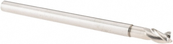 Square End Mill: 0.2500" Dia, 0.375" LOC, 0.25" Shank Dia, 4" OAL, 3 Flutes, Solid Carbide