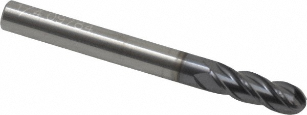 OSG HP441-2500-BN Ball End Mill: 0.25" Dia, 0.75" LOC, 4 Flute, Solid Carbide Image