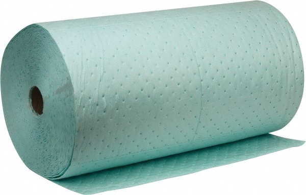 Sorbent Pad: Chemical & Hazmat Use, 30" Wide, 150' Long, 40 gal, Green