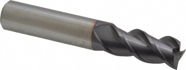 Square End Mill: 1/2'' Dia, 1'' LOC, 1/2'' Shank Dia, 3'' OAL, 3 Flutes, Solid Carbide