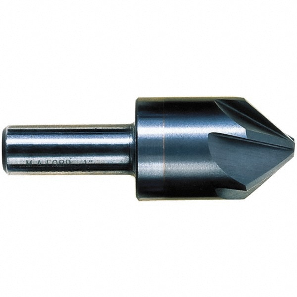 1/4" Head Diam, 1/4" Shank Diam, 6 Flute 100° Solid Carbide Countersink