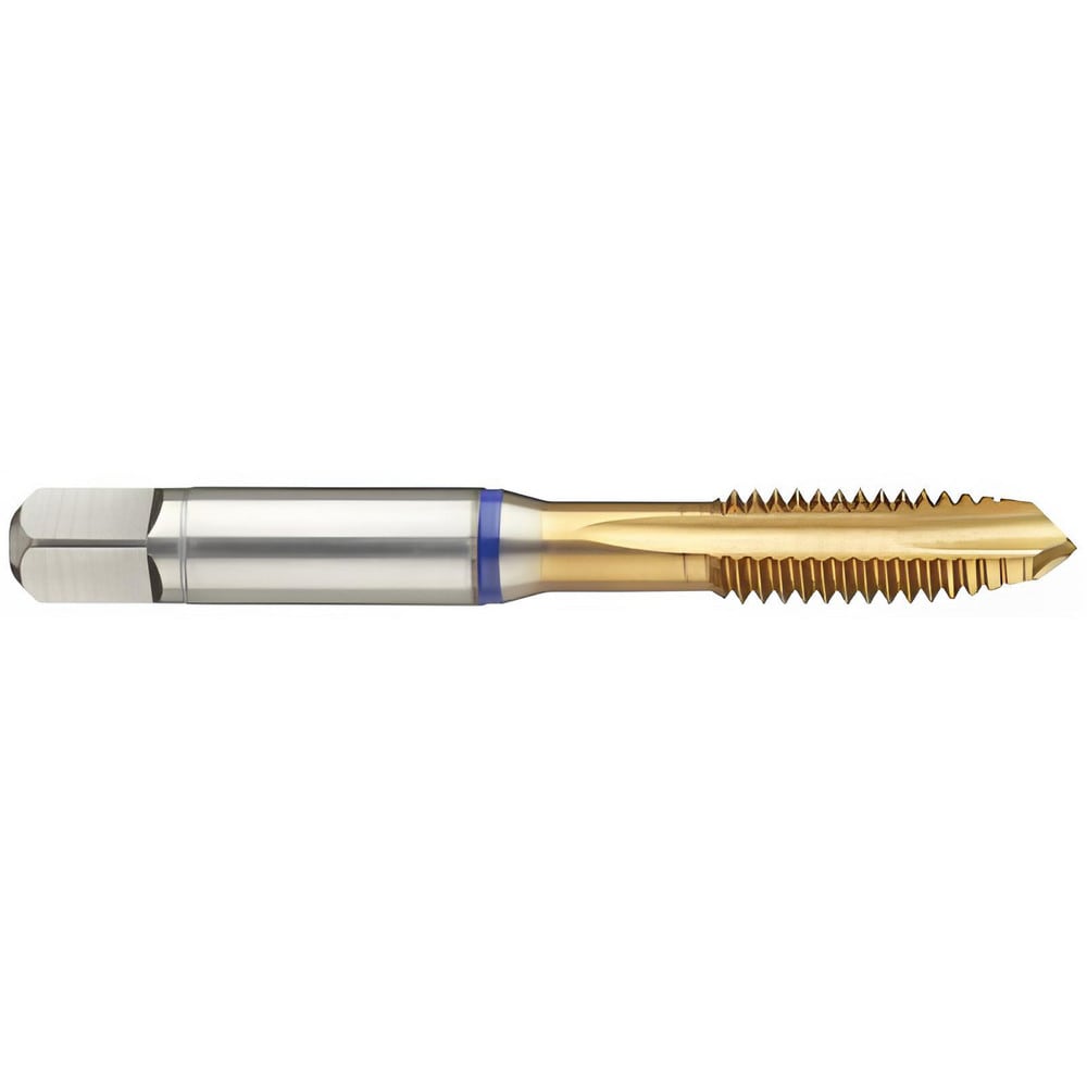 Spiral Point Tap: 9/16-18 UNF, 4 Flutes, Plug Chamfer, 2B Class of Fit, High-Speed Steel-E-PM, TiN Coated