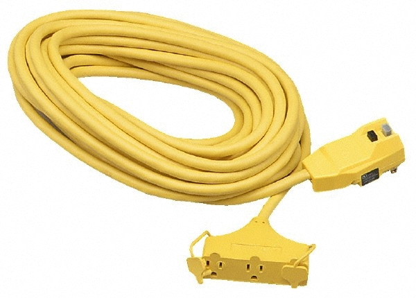 Power Cords; Cord Type: Extension Cord ; Overall Length (Feet): 25 ; Cord Color: Yellow ; Amperage: 15 ; Voltage: 120 ; Standards: OSHA; UL Listed