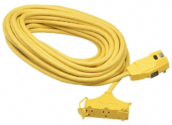 Power Cords; Cord Type: Extension Cord ; Overall Length (Feet): 50 ; Cord Color: Yellow ; Amperage: 15 ; Voltage: 120 ; Standards: OSHA; UL Listed