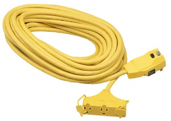 Power Cords; Cord Type: Extension Cord ; Overall Length (Feet): 100 ; Cord Color: Yellow ; Amperage: 15 ; Voltage: 120 ; Standards: OSHA; UL Listed