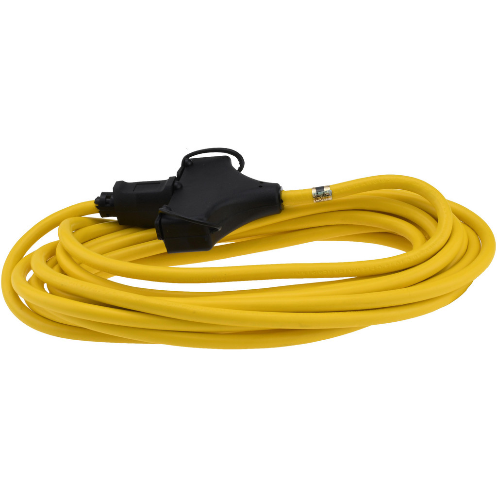 MSC Industrial | Southwire Extension Cord: 12/3 25' Long, Yellow, Outdoor - 1 Receptacle, 15 A, 125 V, UL SJTW, NEMA 5-15P & 5-15R | Part #01910-00-02