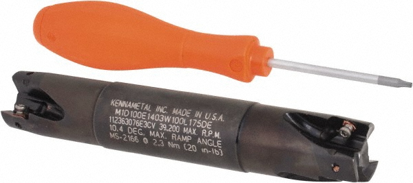 Kennametal 2624191 1" Cut Diam, 14mm Max Depth, 1" Shank Diam, Weldon Shank, 146.81mm OAL, Indexable Square-Shoulder End Mill Image